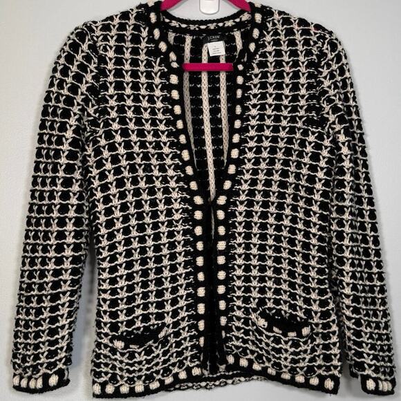J.Crew Handknit Wool Cardigan Lady Jacket L Parisian Inspired Textured Knit - Picture 2 of 11